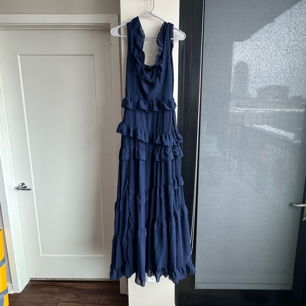 Lulu's Navy Ruffle Maxi Dress